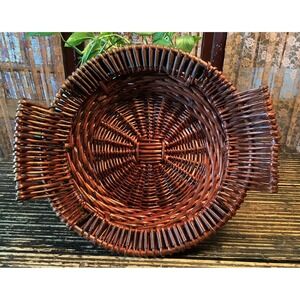 Large Rustic Wicker Basket - Boho Rattan Basket - Bamboo Bohemian Basket